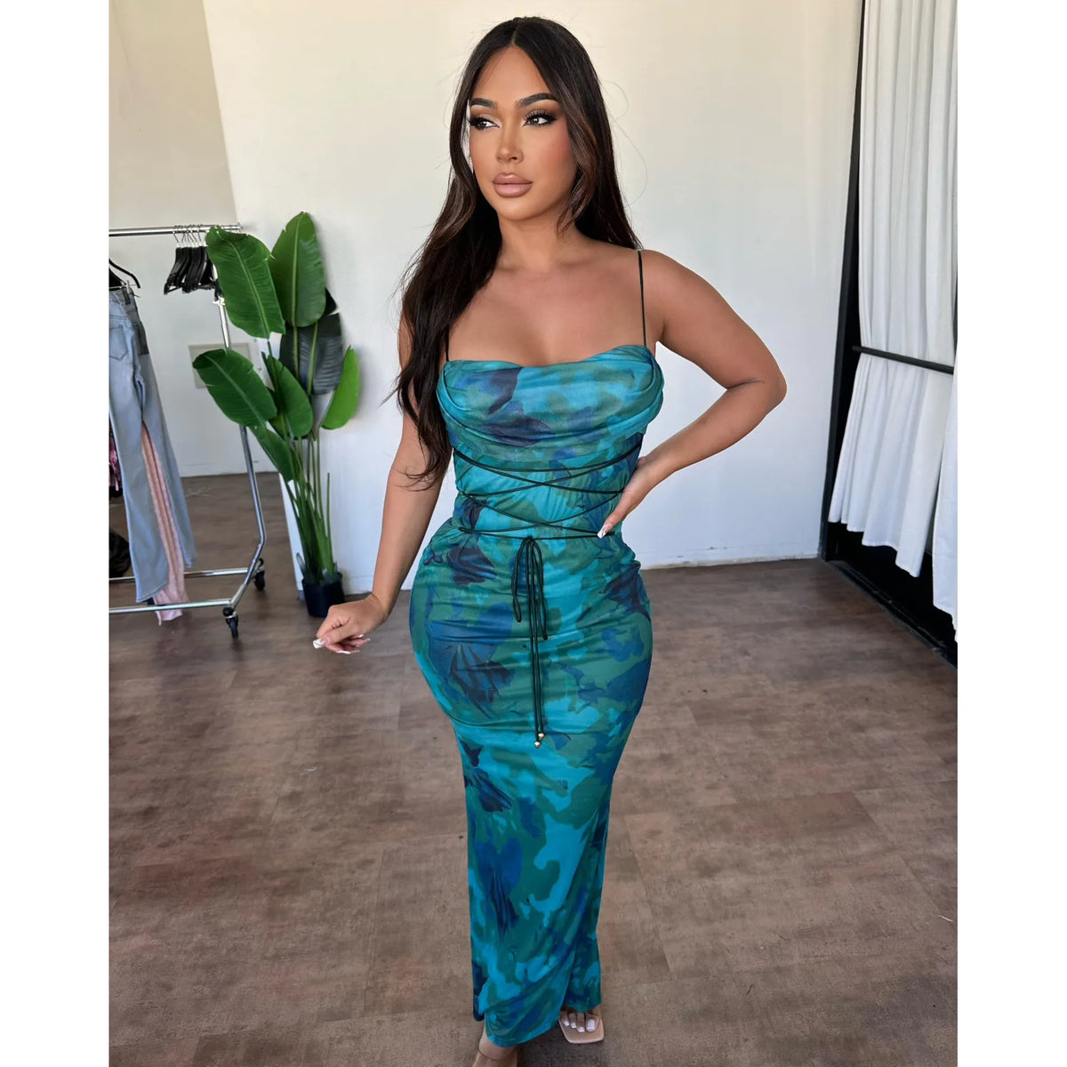 Bertha Dress (Teal Multi)